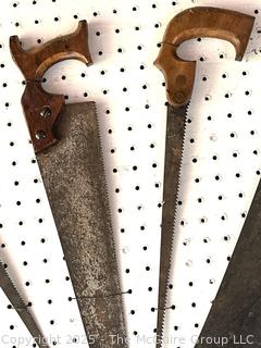Eleven (11) Hand Saws Including Disston<br><br>Dylan & Erin

<br><br>

Removal Options:<br><br> Sat (Nov 8) & Sun (Nov 9) 11-3pm, 56 Scotch Hill Rd., Cambridge NY 12816<br><br>

Sat (Nov 15) 12-2pm, TMG Warehouse, 2800 Juniper St., Fairfax, VA 22031<br><br>

Request Shipping (david@themcguiregroupllc.com)