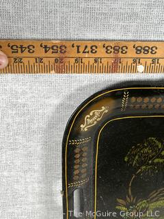 Stenciled Toleware Serving Tray.  Jane Hanks<br><br>House

<br><br>

Removal Options:<br><br> Sat (Nov 8) & Sun (Nov 9) 11-3pm, 56 Scotch Hill Rd., Cambridge NY 12816<br><br>

Sat (Nov 15) 12-2pm, TMG Warehouse, 2800 Juniper St., Fairfax, VA 22031<br><br>

Request Shipping (david@themcguiregroupllc.com)