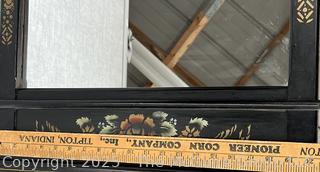 Stenciled Wall Mirror. Measures 20 x 35"<br><br>House

<br><br>

Removal Options:<br><br> Sat (Nov 8) & Sun (Nov 9) 11-3pm, 56 Scotch Hill Rd., Cambridge NY 12816<br><br>

Sat (Nov 15) 12-2pm, TMG Warehouse, 2800 Juniper St., Fairfax, VA 22031<br><br>

Request Shipping (david@themcguiregroupllc.com)