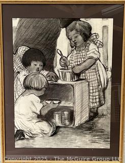 Framed Under Glass Charcoal Pencil on Paper Titled, "Cooking Together" by Artist Jennie Mae McGuire<br><br>Rick and Jane

<br><br>

Removal Options:<br><br> Sat (Nov 8) & Sun (Nov 9) 11-3pm, 56 Scotch Hill Rd., Cambridge NY 12816<br><br>

Sat (Nov 15) 12-2pm, TMG Warehouse, 2800 Juniper St., Fairfax, VA 22031<br><br>

Request Shipping (david@themcguiregroupllc.com)