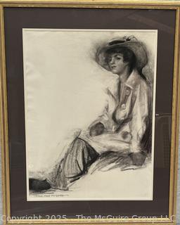 Framed Under Glass Charcoal Pencil on Paper Titled, "Lady In Repose" Signed by Artist Jennie Mae McGuire<br><br>Mick & Christina

<br><br>

Removal Options:<br><br> Sat (Nov 8) & Sun (Nov 9) 11-3pm, 56 Scotch Hill Rd., Cambridge NY 12816<br><br>

Sat (Nov 15) 12-2pm, TMG Warehouse, 2800 Juniper St., Fairfax, VA 22031<br><br>

Request Shipping (david@themcguiregroupllc.com)