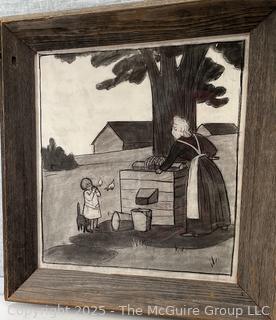 Framed Charcoal Titled, "Woman Washing, Child Watching" By Jennie Mae McGuire<br><br>Caitlin & Josh

<br><br>

Removal Options:<br><br> Sat (Nov 8) & Sun (Nov 9) 11-3pm, 56 Scotch Hill Rd., Cambridge NY 12816<br><br>

Sat (Nov 15) 12-2pm, TMG Warehouse, 2800 Juniper St., Fairfax, VA 22031<br><br>

Request Shipping (david@themcguiregroupllc.com)