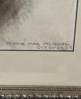 Framed Under Glass Charcoal on Paper Titled, "How Much Longer Do I Have To Sit Here" Circa 1915. Signed Jennie Mae McGuire<br><br>House

<br><br>

Removal Options:<br><br> Sat (Nov 8) & Sun (Nov 9) 11-3pm, 56 Scotch Hill Rd., Cambridge NY 12816<br><br>

Sat (Nov 15) 12-2pm, TMG Warehouse, 2800 Juniper St., Fairfax, VA 22031<br><br>

Request Shipping (david@themcguiregroupllc.com)