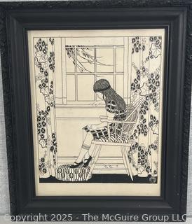 Framed (Medium?) On Paper Titled, "The Dreaming Chair" Signed JJM <br><br>Ellie

<br><br>

Removal Options:<br><br> Sat (Nov 8) & Sun (Nov 9) 11-3pm, 56 Scotch Hill Rd., Cambridge NY 12816<br><br>

Sat (Nov 15) 12-2pm, TMG Warehouse, 2800 Juniper St., Fairfax, VA 22031<br><br>

Request Shipping (david@themcguiregroupllc.com)