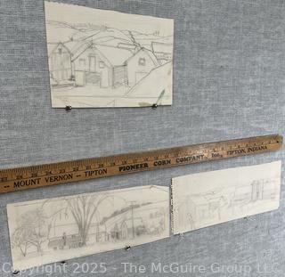 Three (3) Pencil On Paper Sketches Of Family Farm By Jennie Mae McGuire<br><br>Bonnie & Kent

<br><br>

Removal Options:<br><br> Sat (Nov 8) & Sun (Nov 9) 11-3pm, 56 Scotch Hill Rd., Cambridge NY 12816<br><br>

Sat (Nov 15) 12-2pm, TMG Warehouse, 2800 Juniper St., Fairfax, VA 22031<br><br>

Request Shipping (david@themcguiregroupllc.com)
