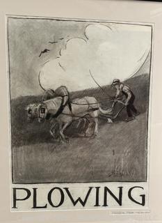 Framed Under Glass Charcoal on Paper of Plowing Signed by Artist Jennie Mae McGuire<br><br>David & Katherine

<br><br>

Removal Options:<br><br> Sat (Nov 8) & Sun (Nov 9) 11-3pm, 56 Scotch Hill Rd., Cambridge NY 12816<br><br>

Sat (Nov 15) 12-2pm, TMG Warehouse, 2800 Juniper St., Fairfax, VA 22031<br><br>

Request Shipping (david@themcguiregroupllc.com)