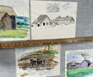 Four (4) Small Works On Paper By Jennie Mae McGuire<br><br>Caitlin & Josh

<br><br>

Removal Options:<br><br> Sat (Nov 8) & Sun (Nov 9) 11-3pm, 56 Scotch Hill Rd., Cambridge NY 12816<br><br>

Sat (Nov 15) 12-2pm, TMG Warehouse, 2800 Juniper St., Fairfax, VA 22031<br><br>

Request Shipping (david@themcguiregroupllc.com)