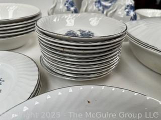 Set of Blue and White Enoch Wedgwood Tunstall Royal Ironstone Dinnerware and Transferware Plate<br><br>House<br><br>

<br><br>

Removal Options:<br><br> Sat (Nov 8) & Sun (Nov 9) 11-3pm, 56 Scotch Hill Rd., Cambridge NY 12816<br><br>

Sat (Nov 15) 12-2pm, TMG Warehouse, 2800 Juniper St., Fairfax, VA 22031<br><br>

Request Shipping (david@themcguiregroupllc.com)