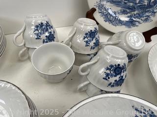 Set of Blue and White Enoch Wedgwood Tunstall Royal Ironstone Dinnerware and Transferware Plate<br><br>House<br><br>

<br><br>

Removal Options:<br><br> Sat (Nov 8) & Sun (Nov 9) 11-3pm, 56 Scotch Hill Rd., Cambridge NY 12816<br><br>

Sat (Nov 15) 12-2pm, TMG Warehouse, 2800 Juniper St., Fairfax, VA 22031<br><br>

Request Shipping (david@themcguiregroupllc.com)