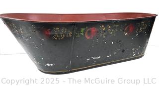 Folk Art Tole Painted Childs Bathtub<br><br>House

<br><br>

Removal Options:<br><br> Sat (Nov 8) & Sun (Nov 9) 11-3pm, 56 Scotch Hill Rd., Cambridge NY 12816<br><br>

Sat (Nov 15) 12-2pm, TMG Warehouse, 2800 Juniper St., Fairfax, VA 22031<br><br>

Request Shipping (david@themcguiregroupllc.com)  