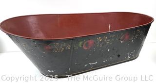 Folk Art Tole Painted Childs Bathtub<br><br>House

<br><br>

Removal Options:<br><br> Sat (Nov 8) & Sun (Nov 9) 11-3pm, 56 Scotch Hill Rd., Cambridge NY 12816<br><br>

Sat (Nov 15) 12-2pm, TMG Warehouse, 2800 Juniper St., Fairfax, VA 22031<br><br>

Request Shipping (david@themcguiregroupllc.com)  
