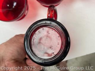 Set of Ruby Red Glassware. Made in France<br><br>Rick & Jane

<br><br>

Removal Options:<br><br> Sat (Nov 8) & Sun (Nov 9) 11-3pm, 56 Scotch Hill Rd., Cambridge NY 12816<br><br>

Sat (Nov 15) 12-2pm, TMG Warehouse, 2800 Juniper St., Fairfax, VA 22031<br><br>

Request Shipping (david@themcguiregroupllc.com)