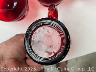 Set of Ruby Red Glassware. Made in France<br><br>Rick & Jane

<br><br>

Removal Options:<br><br> Sat (Nov 8) & Sun (Nov 9) 11-3pm, 56 Scotch Hill Rd., Cambridge NY 12816<br><br>

Sat (Nov 15) 12-2pm, TMG Warehouse, 2800 Juniper St., Fairfax, VA 22031<br><br>

Request Shipping (david@themcguiregroupllc.com)