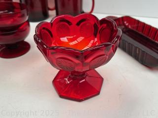 Set of Ruby Red Glassware. Made in France<br><br>Rick & Jane

<br><br>

Removal Options:<br><br> Sat (Nov 8) & Sun (Nov 9) 11-3pm, 56 Scotch Hill Rd., Cambridge NY 12816<br><br>

Sat (Nov 15) 12-2pm, TMG Warehouse, 2800 Juniper St., Fairfax, VA 22031<br><br>

Request Shipping (david@themcguiregroupllc.com)