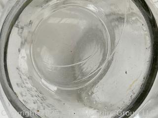 Planters Mr. Peanut Clear Glass Jar Pennant Salted Peanuts 5₵ w/ Top. 7"D x 12”Tall. Note Chip in Rim of Cover<br><br>House

<br><br>

Removal Options:<br><br> Sat (Nov 8) & Sun (Nov 9) 11-3pm, 56 Scotch Hill Rd., Cambridge NY 12816<br><br>

Sat (Nov 15) 12-2pm, TMG Warehouse, 2800 Juniper St., Fairfax, VA 22031<br><br>

Request Shipping (david@themcguiregroupllc.com) 