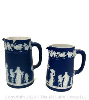 Two (2) English Wedgwood Cobalt Blue Jasperware Jugs<br><br>Wendy Dan Hermione

<br><br>

Removal Options:<br><br> Sat (Nov 8) & Sun (Nov 9) 11-3pm, 56 Scotch Hill Rd., Cambridge NY 12816<br><br>

Sat (Nov 15) 12-2pm, TMG Warehouse, 2800 Juniper St., Fairfax, VA 22031<br><br>

Request Shipping (david@themcguiregroupllc.com)