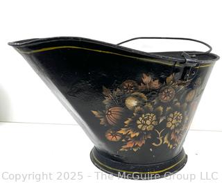 Stenciled Toleware Coal Bucket<br><br>House

<br><br>

Removal Options:<br><br> Sat (Nov 8) & Sun (Nov 9) 11-3pm, 56 Scotch Hill Rd., Cambridge NY 12816<br><br>

Sat (Nov 15) 12-2pm, TMG Warehouse, 2800 Juniper St., Fairfax, VA 22031<br><br>

Request Shipping (david@themcguiregroupllc.com)