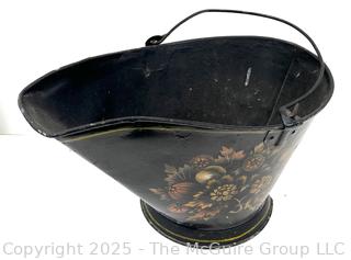 Stenciled Toleware Coal Bucket<br><br>House

<br><br>

Removal Options:<br><br> Sat (Nov 8) & Sun (Nov 9) 11-3pm, 56 Scotch Hill Rd., Cambridge NY 12816<br><br>

Sat (Nov 15) 12-2pm, TMG Warehouse, 2800 Juniper St., Fairfax, VA 22031<br><br>

Request Shipping (david@themcguiregroupllc.com)