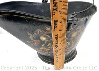 Stenciled Toleware Coal Bucket<br><br>House

<br><br>

Removal Options:<br><br> Sat (Nov 8) & Sun (Nov 9) 11-3pm, 56 Scotch Hill Rd., Cambridge NY 12816<br><br>

Sat (Nov 15) 12-2pm, TMG Warehouse, 2800 Juniper St., Fairfax, VA 22031<br><br>

Request Shipping (david@themcguiregroupllc.com)