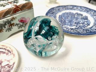 Group of Porcelain and Glassware Including Wedgwood and a Paperweight<br><br>Wendy Dan Hermione

<br><br>

Removal Options:<br><br> Sat (Nov 8) & Sun (Nov 9) 11-3pm, 56 Scotch Hill Rd., Cambridge NY 12816<br><br>

Sat (Nov 15) 12-2pm, TMG Warehouse, 2800 Juniper St., Fairfax, VA 22031<br><br>

Request Shipping (david@themcguiregroupllc.com)