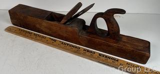 22"L Wooden #4 Smoothing Plane w/ Cast Steel <br><br>Caitlin & Josh

<br><br>

Removal Options:<br><br> Sat (Nov 8) & Sun (Nov 9) 11-3pm, 56 Scotch Hill Rd., Cambridge NY 12816<br><br>

Sat (Nov 15) 12-2pm, TMG Warehouse, 2800 Juniper St., Fairfax, VA 22031<br><br>

Request Shipping (david@themcguiregroupllc.com) 
