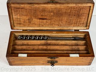 Wooden 3 Drawer Chest w/ Spur Augur Bits Measures 3 x 3 10" <br><br>Dylan & Erin

<br><br>

Removal Options:<br><br> Sat (Nov 8) & Sun (Nov 9) 11-3pm, 56 Scotch Hill Rd., Cambridge NY 12816<br><br>

Sat (Nov 15) 12-2pm, TMG Warehouse, 2800 Juniper St., Fairfax, VA 22031<br><br>

Request Shipping (david@themcguiregroupllc.com)