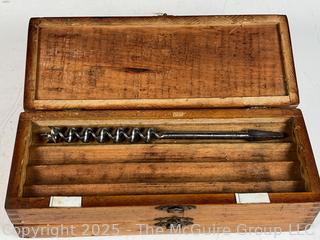 Wooden 3 Drawer Chest w/ Spur Augur Bits Measures 3 x 3 10" <br><br>Dylan & Erin

<br><br>

Removal Options:<br><br> Sat (Nov 8) & Sun (Nov 9) 11-3pm, 56 Scotch Hill Rd., Cambridge NY 12816<br><br>

Sat (Nov 15) 12-2pm, TMG Warehouse, 2800 Juniper St., Fairfax, VA 22031<br><br>

Request Shipping (david@themcguiregroupllc.com)