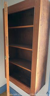 19th C Four (4) Shelf Pine Wall Cabinet w/ Single Door.  Measures 27 x 13 x 50"T <br><br>House

<br><br>

Removal Options:<br><br> Sat (Nov 8) & Sun (Nov 9) 11-3pm, 56 Scotch Hill Rd., Cambridge NY 12816<br><br>

Sat (Nov 15) 12-2pm, TMG Warehouse, 2800 Juniper St., Fairfax, VA 22031<br><br>

Request Shipping (david@themcguiregroupllc.com)