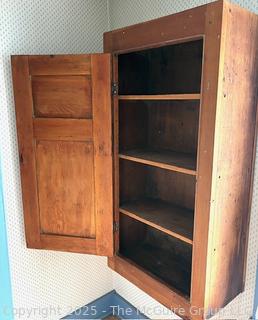 19th C Four (4) Shelf Pine Wall Cabinet w/ Single Door.  Measures 27 x 13 x 50"T <br><br>House

<br><br>

Removal Options:<br><br> Sat (Nov 8) & Sun (Nov 9) 11-3pm, 56 Scotch Hill Rd., Cambridge NY 12816<br><br>

Sat (Nov 15) 12-2pm, TMG Warehouse, 2800 Juniper St., Fairfax, VA 22031<br><br>

Request Shipping (david@themcguiregroupllc.com)