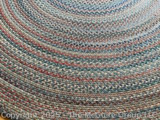 Braided Rug. Measures 86 x 110" <br><br>House

<br><br>

Removal Options:<br><br> Sat (Nov 8) & Sun (Nov 9) 11-3pm, 56 Scotch Hill Rd., Cambridge NY 12816<br><br>

Sat (Nov 15) 12-2pm, TMG Warehouse, 2800 Juniper St., Fairfax, VA 22031<br><br>

Request Shipping (david@themcguiregroupllc.com)