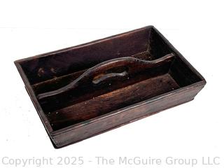 Segmented Wooden Tray w/ Handle Typically Used for Tabletop Flatware <br><br>House

<br><br>

Removal Options:<br><br> Sat (Nov 8) & Sun (Nov 9) 11-3pm, 56 Scotch Hill Rd., Cambridge NY 12816<br><br>

Sat (Nov 15) 12-2pm, TMG Warehouse, 2800 Juniper St., Fairfax, VA 22031<br><br>

Request Shipping (david@themcguiregroupllc.com) 