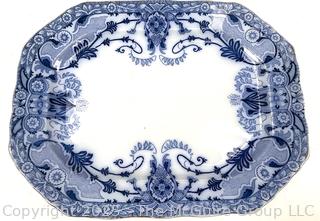 Two (2) Porcelain Flow Blue Transferware Platters, Including Wedgewood and Raleigh by Burgess & Leich.<br><br>House<br><br>

<br><br>

Removal Options:<br><br> Sat (Nov 8) & Sun (Nov 9) 11-3pm, 56 Scotch Hill Rd., Cambridge NY 12816<br><br>

Sat (Nov 15) 12-2pm, TMG Warehouse, 2800 Juniper St., Fairfax, VA 22031<br><br>

Request Shipping (david@themcguiregroupllc.com)