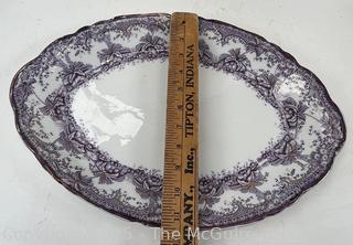 Two (2) Porcelain Flow Blue Transferware Platters, Including Wedgewood and Raleigh by Burgess & Leich.<br><br>House<br><br>

<br><br>

Removal Options:<br><br> Sat (Nov 8) & Sun (Nov 9) 11-3pm, 56 Scotch Hill Rd., Cambridge NY 12816<br><br>

Sat (Nov 15) 12-2pm, TMG Warehouse, 2800 Juniper St., Fairfax, VA 22031<br><br>

Request Shipping (david@themcguiregroupllc.com)