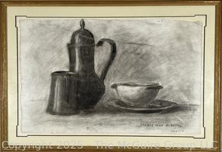 Framed Under Glass Charcoal Still Life Signed by Artist Jennie Mae McGuire (WAS 2060) <br><br>House

<br><br>

Removal Options:<br><br> Sat (Nov 8) & Sun (Nov 9) 11-3pm, 56 Scotch Hill Rd., Cambridge NY 12816<br><br>

Sat (Nov 15) 12-2pm, TMG Warehouse, 2800 Juniper St., Fairfax, VA 22031<br><br>

Request Shipping (david@themcguiregroupllc.com)