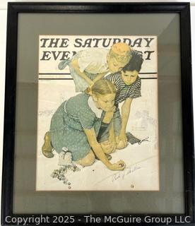 Saturday Evening Post Cover, signed by Ruth Skellie, the Pigtailed Champion Marble Thrower Featured by Norman Rockwell. <br><br>Rick & Jane

<br><br>

Removal Options:<br><br> Sat (Nov 8) & Sun (Nov 9) 11-3pm, 56 Scotch Hill Rd., Cambridge NY 12816<br><br>

Sat (Nov 15) 12-2pm, TMG Warehouse, 2800 Juniper St., Fairfax, VA 22031<br><br>

Request Shipping (david@themcguiregroupllc.com)  