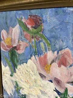 Framed Oil on Canvas Floral Still Life by Jennie M. McGuire Bennett. Measures 18 x 22"<br><br>Caitlin & Josh

<br><br>

Removal Options:<br><br> Sat (Nov 8) & Sun (Nov 9) 11-3pm, 56 Scotch Hill Rd., Cambridge NY 12816<br><br>

Sat (Nov 15) 12-2pm, TMG Warehouse, 2800 Juniper St., Fairfax, VA 22031<br><br>

Request Shipping (david@themcguiregroupllc.com)