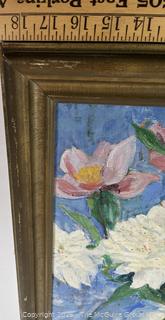 Framed Oil on Canvas Floral Still Life by Jennie M. McGuire Bennett. Measures 18 x 22"<br><br>Caitlin & Josh

<br><br>

Removal Options:<br><br> Sat (Nov 8) & Sun (Nov 9) 11-3pm, 56 Scotch Hill Rd., Cambridge NY 12816<br><br>

Sat (Nov 15) 12-2pm, TMG Warehouse, 2800 Juniper St., Fairfax, VA 22031<br><br>

Request Shipping (david@themcguiregroupllc.com)