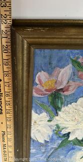 Framed Oil on Canvas Floral Still Life by Jennie M. McGuire Bennett. Measures 18 x 22"<br><br>Caitlin & Josh

<br><br>

Removal Options:<br><br> Sat (Nov 8) & Sun (Nov 9) 11-3pm, 56 Scotch Hill Rd., Cambridge NY 12816<br><br>

Sat (Nov 15) 12-2pm, TMG Warehouse, 2800 Juniper St., Fairfax, VA 22031<br><br>

Request Shipping (david@themcguiregroupllc.com)