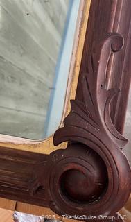 Mahogany Wall Mount Mirror with Pediment Top. Measures 27 x 48"<br><br>House

<br><br>

Removal Options:<br><br> Sat (Nov 8) & Sun (Nov 9) 11-3pm, 56 Scotch Hill Rd., Cambridge NY 12816<br><br>

