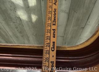 Mahogany Wall Mount Mirror with Pediment Top. Measures 27 x 48"<br><br>House

<br><br>

Removal Options:<br><br> Sat (Nov 8) & Sun (Nov 9) 11-3pm, 56 Scotch Hill Rd., Cambridge NY 12816<br><br>

