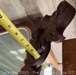 Mahogany Wall Mount Mirror with Pediment Top. Measures 27 x 48"<br><br>House

<br><br>

Removal Options:<br><br> Sat (Nov 8) & Sun (Nov 9) 11-3pm, 56 Scotch Hill Rd., Cambridge NY 12816<br><br>

