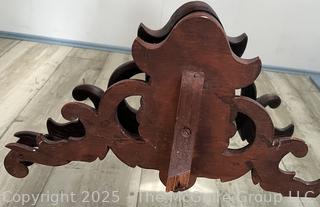 Mahogany Wall Mount Mirror with Pediment Top. Measures 27 x 48"<br><br>House

<br><br>

Removal Options:<br><br> Sat (Nov 8) & Sun (Nov 9) 11-3pm, 56 Scotch Hill Rd., Cambridge NY 12816<br><br>

