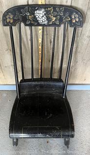Stencil Back Ebonized Rocking Chair<br><br>House

<br><br>

Removal Options:<br><br> Sat (Nov 8) & Sun (Nov 9) 11-3pm, 56 Scotch Hill Rd., Cambridge NY 12816<br><br>

