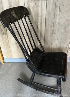 Stencil Back Ebonized Rocking Chair<br><br>House

<br><br>

Removal Options:<br><br> Sat (Nov 8) & Sun (Nov 9) 11-3pm, 56 Scotch Hill Rd., Cambridge NY 12816<br><br>

