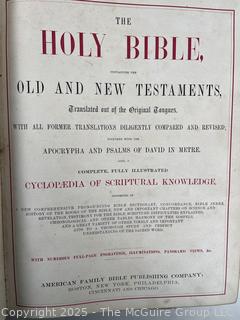 Leather Bound Illustrated Holy Bible Old & New Testaments American Bible Society<br><br>Wendy Dan Hermione

<br><br>

Removal Options:<br><br> Sat (Nov 8) & Sun (Nov 9) 11-3pm, 56 Scotch Hill Rd., Cambridge NY 12816<br><br>

Sat (Nov 15) 12-2pm, TMG Warehouse, 2800 Juniper St., Fairfax, VA 22031<br><br>

Request Shipping (david@themcguiregroupllc.com) 