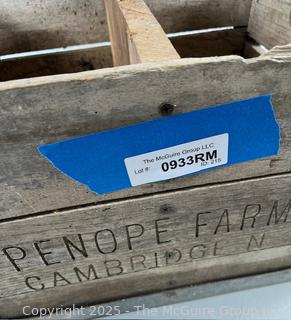 Penope Farms Milk Crate<br><br><br>The Several PF Crates Will be Divided Amongst Family Branches

<br><br>

Removal Options:<br><br> Sat (Nov 8) & Sun (Nov 9) 11-3pm, 56 Scotch Hill Rd., Cambridge NY 12816<br><br>

Sat (Nov 15) 12-2pm, TMG Warehouse, 2800 Juniper St., Fairfax, VA 22031<br><br>

Request Shipping (david@themcguiregroupllc.com)