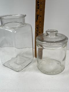 Two (2) Glass Canisters and Wedgwood Patrician Torbay Pattern Creamer<br><br>Wendy

<br><br>

Removal Options:<br><br> Sat (Nov 8) & Sun (Nov 9) 11-3pm, 56 Scotch Hill Rd., Cambridge NY 12816<br><br>

Sat (Nov 15) 12-2pm, TMG Warehouse, 2800 Juniper St., Fairfax, VA 22031<br><br>

Request Shipping (david@themcguiregroupllc.com)