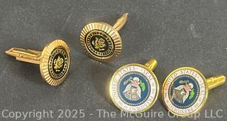 Two (2) Pair of Presidential Cufflinks <br><br>Wendy
<br><br>
Removal Options:<br><br> Sat (Nov 8) & Sun (Nov 9) 11-3pm, 56 Scotch Hill Rd., Cambridge NY 12816<br><br>
Sat (Nov 15) 12-2pm, TMG Warehouse, 2800 Juniper St., Fairfax, VA 22031<br><br>
Request Shipping (david@themcguiregroupllc.com)