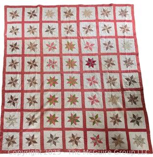 Hand Stitched Quilt. Marked 1854 and 1878. Measures 77 x 84"<br><br> Wendy Dan Hermione<br><br>
<br><br>
Removal Options:<br><br> Sat (Nov 8) & Sun (Nov 9) 11-3pm, 56 Scotch Hill Rd., Cambridge NY 12816<br><br>
Sat (Nov 15) 12-2pm, TMG Warehouse, 2800 Juniper St., Fairfax, VA 22031<br><br>
Request Shipping (david@themcguiregroupllc.com)