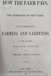 1884 "How the Farm Pays", HC Book by W Crozier & P Henderson Pub USA (Illustrated)